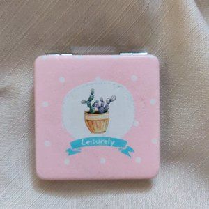 Cute Square Compact Mirror in Pink | Handheld Travel Makeup Mirror | Cute Gifts